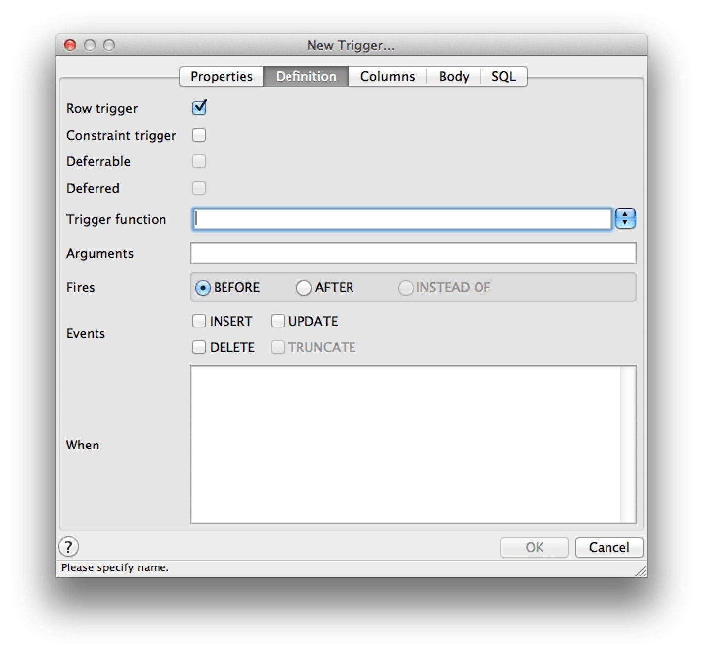 PostgreSQL Re pgAdmin Event Trigger Compatibility